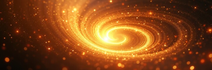 Captivating swirling galaxy with golden hues and sparkling stars, perfect for themes of infinity, innovation, and cosmic exploration.