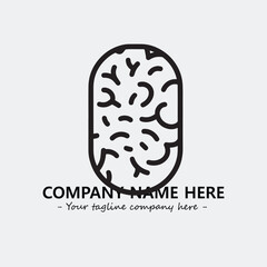 Brain illustration black and white for logo company vector image
