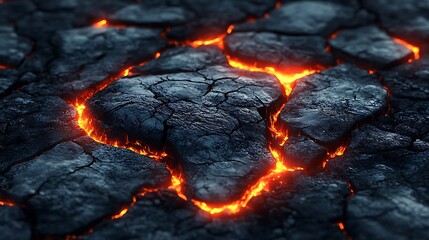 Dramatic Lava Veins Beneath Volcanic Earth Cracks Photo