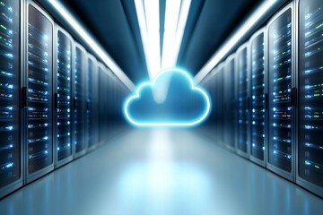 Cloud technology in modern data centers with secure online storage digital transformation and future business solutions