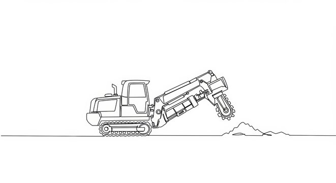 black and white trencher digging ground clip art preview