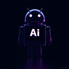 AI Robot with Neon Glow