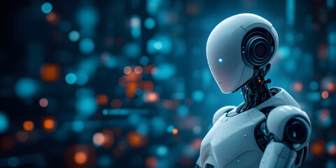 Futuristic Robot in Abstract Background