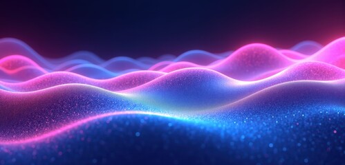Obraz premium Vibrant abstract waves of pink and blue light create a mesmerizing visual effect, perfect for digital art, technology, or creative projects.