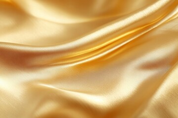 Fototapeta premium Golden silk fabric draped in elegant folds