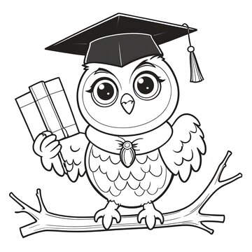 recommend clip art: Adorable Graduate Owl with Books on Branch