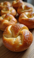 Freshly baked, golden-brown sweet rolls with a glossy finish. Perfect for bakery promotions, culinary blogs, and food-related marketing.