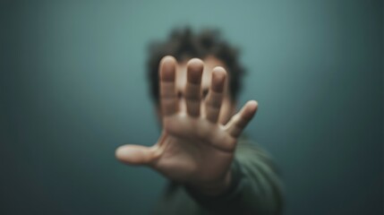 Person with outstretched hand in foreground against a blurred dark background.
