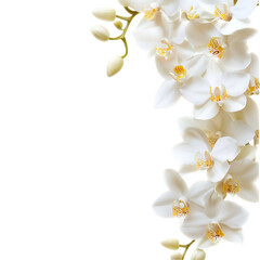 Stunning ReddishOrange Cymbidium Orchid Blooms, Isolated Black Background