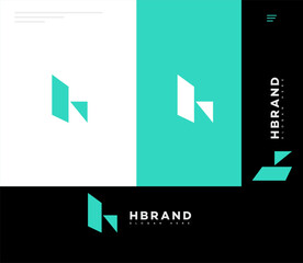 Abstract H Letter Logo Design Minimalist, Modern, Teal, Brand Identity