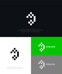Modern Pixelated Letter H Logo Design for H Brand