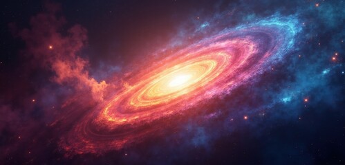 Fototapeta premium Stunning cosmic swirl of vibrant colors, showcasing a galaxy in space. Perfect for science projects, educational materials, and decor.