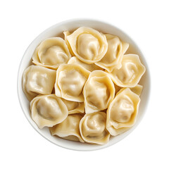 Bowl of Pelmeni Dumplings Isolated on Transparent Background