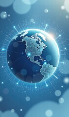 A vibrant digital globe showcasing North America, symbolizing global connectivity, technology, and innovation in a modern world.