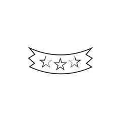Ribbon star icon. Award badge symbol. Prize vector shape. Achievement rating element.