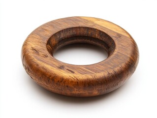 Wooden Toy Cymbal Isolated on White Background in Studio Setting Brown Wooden Ring Perfect for Educational Musical Instrument