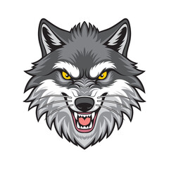 wolf head mascot vector illustration furious wolf design