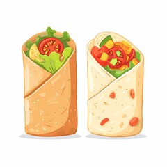 Obraz premium Delicious Mexican Burrito Wraps: Fast Casual Dining with Fresh Ingredients and Artisan Cooking