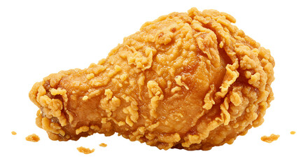 Crispy Golden Fried Chicken Leg Piece on a White Background
