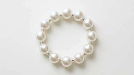 Obraz premium A minimalist composition of a pearl bracelet arranged in a circular shape against a clean white background