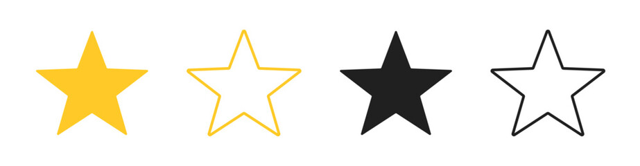 Stars collection. Star vector icons. Golden and Black set of Stars, isolated on transparent background. Star icon. Stars in modern simple flat style.