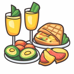 Nutritious Brunch with Orange Juice, Avocado & Waffles: A Healthy Delight in Tropical Summer Vibes