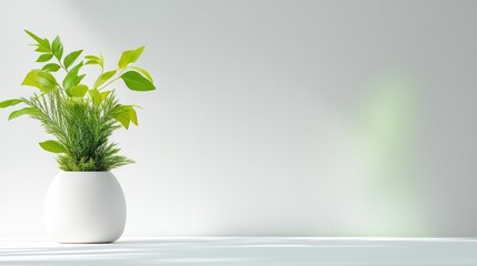 Minimalist plant arrangement on a light surface