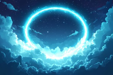 Ethereal Night Sky with Stars and Clouds - Mystical Digital Illustration Background