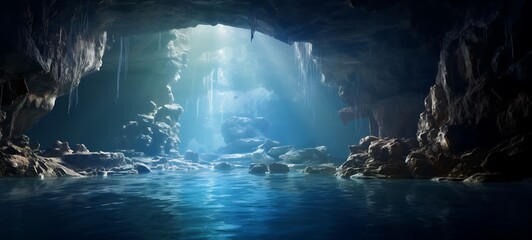 View of Adventure Island from inside the cave, ai generative