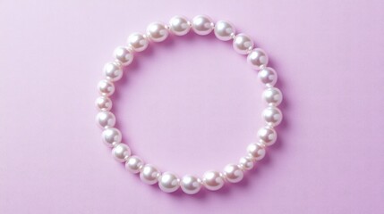 Obraz premium Fine pearl choker arranged in a perfect circle on dusty lavender background, studio lighting, no people