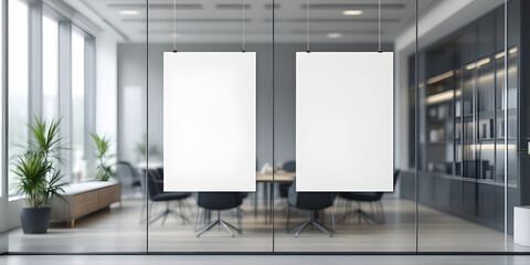 Modern Office Interior with Blank Boards