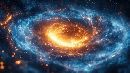 Obraz premium Spiral galaxy, swirling fire, space, cosmic nebula