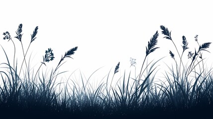 Elegant Botanical Illustration of Summer Grasslands: Nature-Inspired Silhouette Design