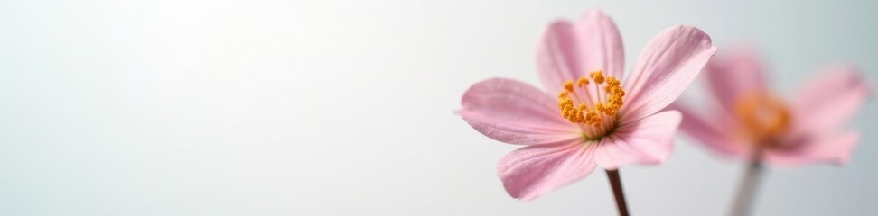 Fototapeta premium macro shot of a small flower in closeup on white backdrop, delicate, macro