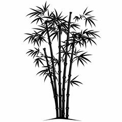 Fototapeta premium Black Silhouette Bamboo Illustration: Nature's Botanical Elegance and Asian Cultural Significance for Sustainable Interior Design