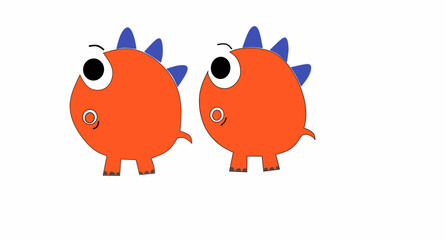 red cartoon monsters isolated on the white background