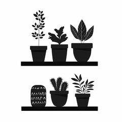 Obraz premium Minimalist Interior Design with Stylish Potted Plants: Modern Aesthetics & Creative Art in Home Decor