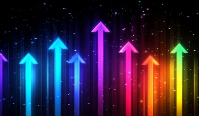 Colorful Upward Arrows on Dark Background