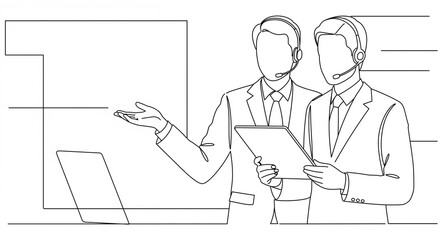 Businessmen providing assistance in a modern office setting 