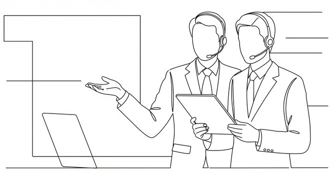 Businessmen providing assistance in a modern office setting  