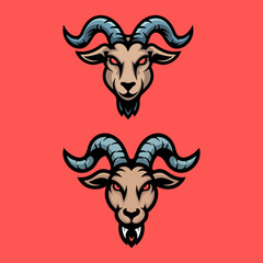 esports logo design of a goat head with aggressive, fierce features