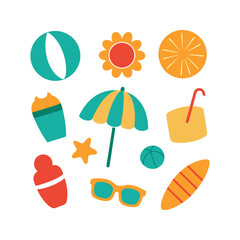beach and vacation icons set