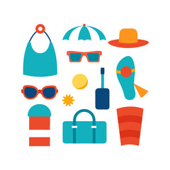 beach and vacation icons set