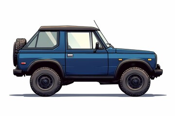 Modern Blue SUV Off-Road Vehicle Adventure Travel with Compact Four-Wheel Drive Design