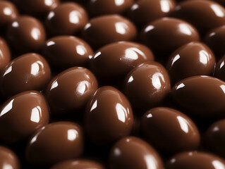 Fototapeta premium Delicious Chocolate Covered Eggs - Shiny Easter Sweets and Candy Background