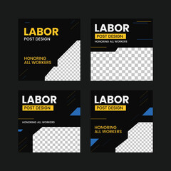 Labor Social Media Post Template &ndash; Editable Vector Design for Workers