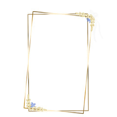 Elegant Double Gold Frame with Delicate Blue Floral Corners