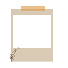 Beige Instant Photo Frame with Botanical Accent and Tape