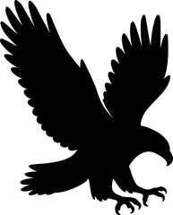 Eagle flying black silhouette isolated vector image graphic logo icon design