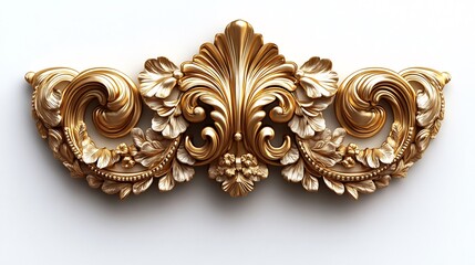 Detailed golden ornamental frame featuring scrolling patterns leaf motifs isolated for emphasis